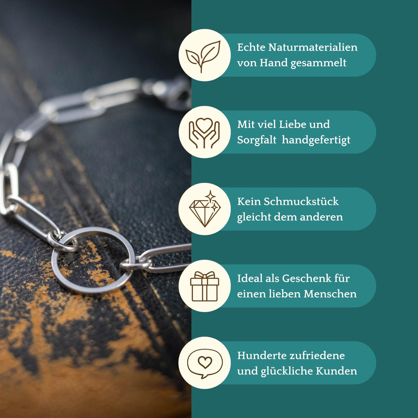 Süßes Armband mit Kreis, Schutzsymbol, Edelstahl silberfarben