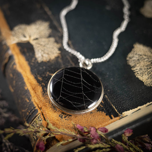 Anhänger mit echtem Spinnennetz, versilbert, #5