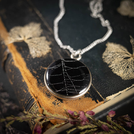 Anhänger mit echtem Spinnennetz, versilbert, #4