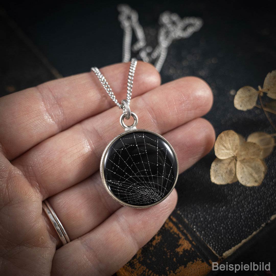 Anhänger mit echtem Spinnennetz, versilbert, #14