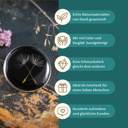 Wünsch dir was - Brosche mit zwei Pusteblumen Samen, Edelstahl silberfarben