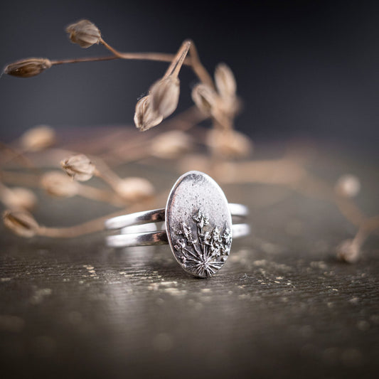 Ring mit Wilder Möhre, 925er Sterlingsilber