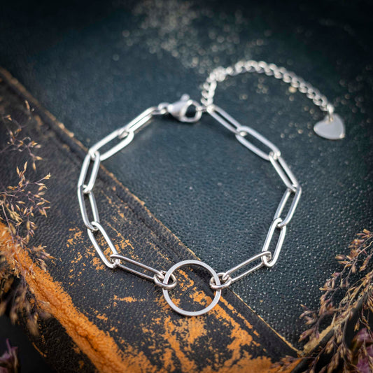 Süßes Armband mit Kreis, Schutzsymbol, Edelstahl silberfarben