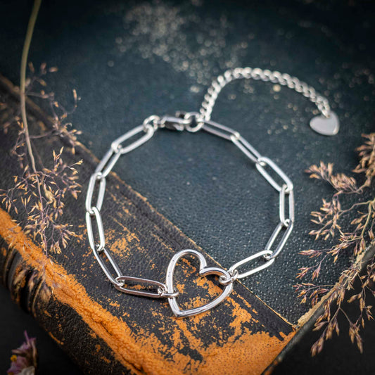 Süßes Armband mit Herz, Symbol für Liebe & Freundschaft, Edelstahl silberfarben