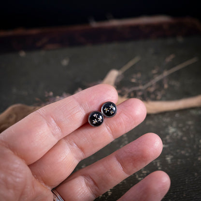 SET Anhänger + Ohrstecker mit Wilde Möhre Blüten, Edelstahl silberfarben