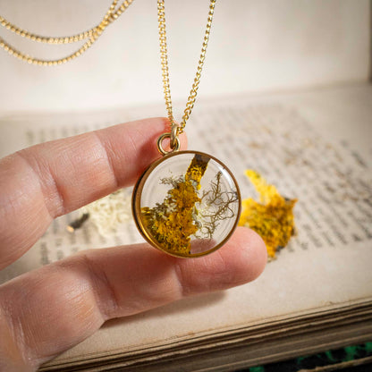 Schätze des Waldes - Anhänger mit Flechte, rund 24k vergoldet, #2