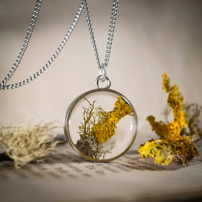 Schätze des Waldes - Anhänger mit Flechte, rund versilbert, #4