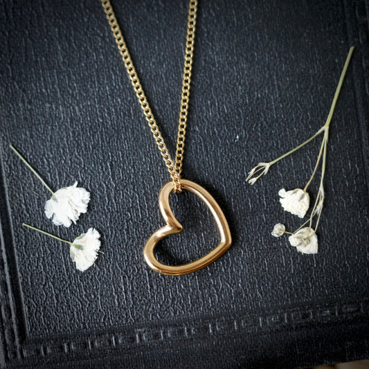 Herz Kette, Symbol für Liebe & Freundschaft, Edelstahl goldfarben