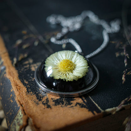 Gänseblümchen Medaillon | Rund 33mm | Silberfarben