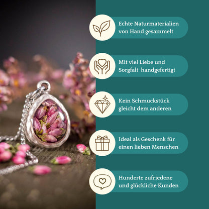 Mini Anhänger mit Heidekraut, versilbert